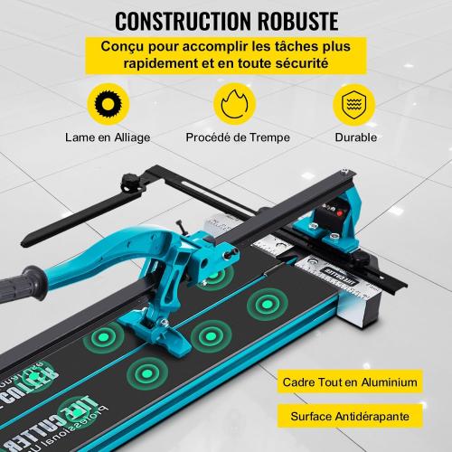 VEVOR 48 Inch Tile Cutter, Single Rail Double Brackets Manual Cutter Tool | For Workshops and Industrial, Precision Smooth Cutting , 3/5 in Cap with Precise Laser Positioning, Heavy-Duty Aluminium
