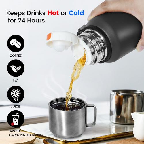 20oz Stainless Steel Vacuum Insulated Water Bottle with Handle & Lid,Thermo for Hot Drinks/Cold Drinks, Leakproof Travel Flask with Cup,for Camping, Office