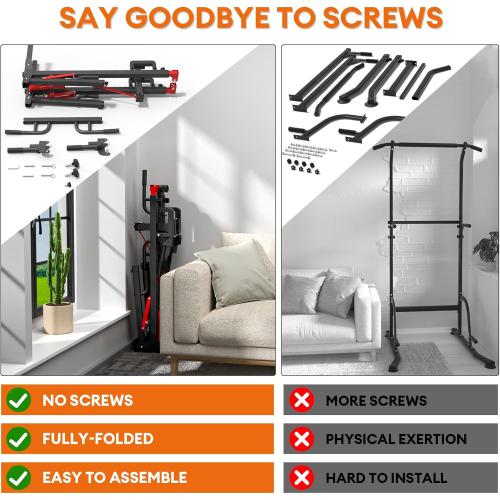 ONETWOFIT Foldable Power Tower Pull Up Bar Station, Multi-Function Adjustable Height Pull Up Dip Station for Home Gym Workout, Strength Training Fitness Equipment, Pull Up Stand 360LBS/Pro 400LBS/Pro Max 600LBS