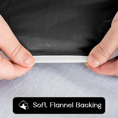 Romanstile Round Vinyl Tablecloth, 100% Waterproof Elastic Fitted Table Covers for 36- 44 Tables, Wipeable Flannel Backed Plastic Table Cloths for Picnic, Camping, Outdoor - Black