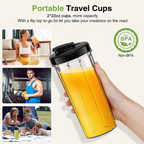 KOIOS Smoothie Blender, Max 1000w Personal Blender for Shakes and Smoothies, 12Pcs Coffee Grinder and Countertop Blenders Combo for Kitchen, Portable Smoothie Blenders with 2x22 oz To-Go Cups, Non-BPA