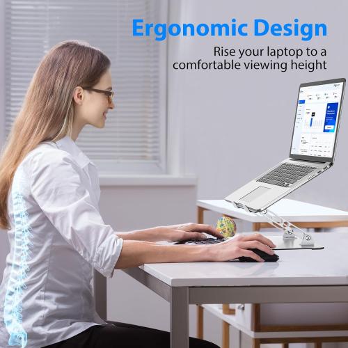 Laptop Stand for Desk, Adjustable Laptop Riser, Metal Foldable Computer Stand Holder Portable Notebook Mount, Ventilated Cooling Printer Stand Compatible with 10-15.6” Laptops
