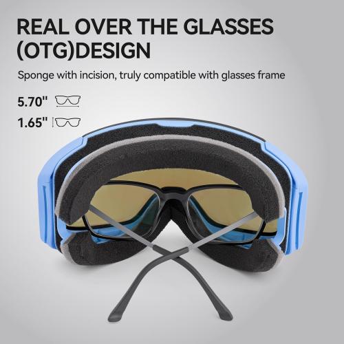 COPOZZ Ski Goggles, G2 Magnetic Snowboard Goggles, Polarized OTG UV400 Skiing Goggles for Options