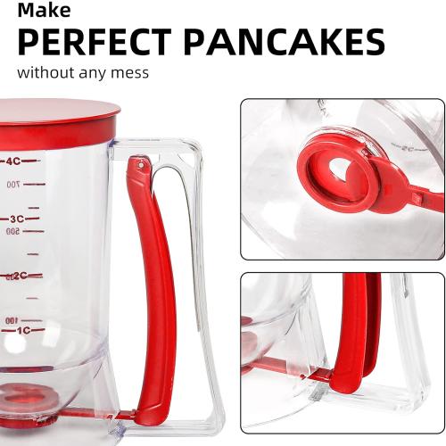 Batter separator Cupcakes Pancakes Cookie Cake Waffles Batter Dispenser cookie separator batter Cream Speratator Cup Measuring Baking Tools (red)