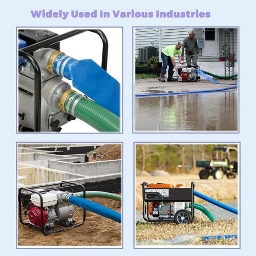 Discharge Hose Pump Kit Includes3 x 50' Blue PVC Backwash Hose & 3 x 20' Green PVC Suction Hose with Aluminum Camlock Fittings, Steel Hole Suction Strainer and Cam and Groove Adapter