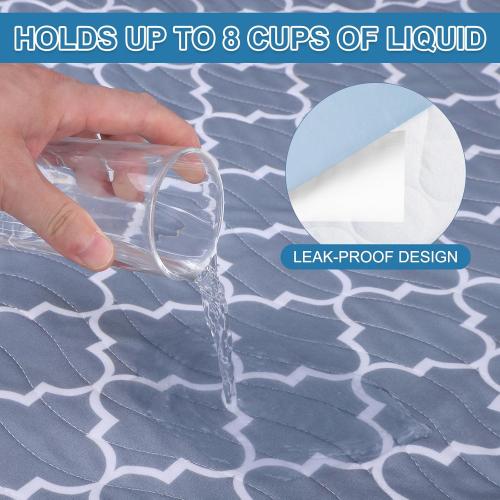 OUTCREATOR® Saddle Style Bed Pad with Tuck-in Sides, 34 x 76 Reusable Incontinence Underpad, Absorbent Waterproof Washable Quilted Tuckable Mattress Protector for Adults, Elderly, Kids, Pets (Gray)