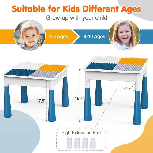 7-in-1 Toddler Activity Table & 4 Chairs STEM Building Set Kids Ages 3–7 | 152PCS Large Marble Maze and Building Blocks with Kids Sensory Sand and Water Table, STEM Learning Toy for Boys and Girls