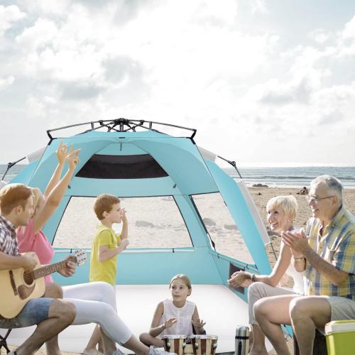 Oileus XX-Large Pop Up Beach Tent Sun Shelter for 5-6 Person Portable Sun Shade Instant Tent for Beach with Carrying Bag, Stakes, 6 Sand Pockets, Anti UV for Fishing Hiking Camping Sky Blue