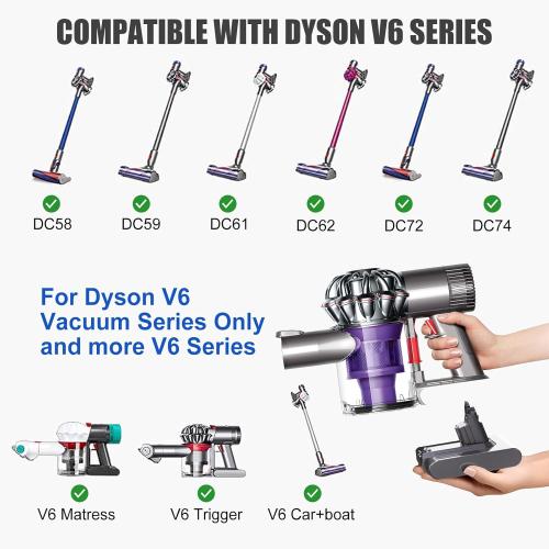 6000mAh Replacement Battery with Battery Level Display for Dyson V6 Compatible with Dyson V6 Vacuum Cleaner Series Animal DC72 DC74 SV03 SV05 SV06 SV07 SV09 V6 Absolute/V6 Motorhead/V6 Fluffy