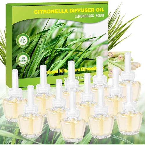 Plug In Air Freshener Refills - Citronella apple cinnamon Fragrance, 6 Count Aromatherapy Oil Diffuser for Home, Bathroom and Outdoors - Compatible with Air Wick, Compatible with Glade