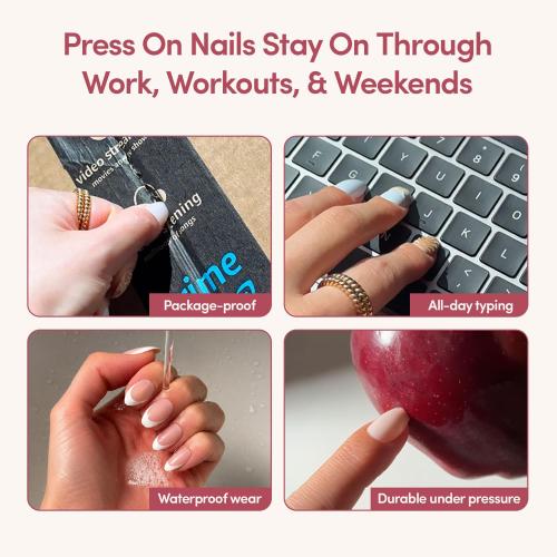 Glamnetic Press On Nails - Short Oval, Glossy Fake Nails 30 Pc Full Kit