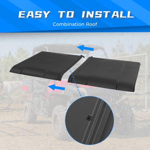 KEMIMOTO 570 Full Size Roof Plastic Hard Sport Roof, 2-Piece Combination Top Compatible with 2016-2025 Polaris Ranger 570 Full-Size Accessories