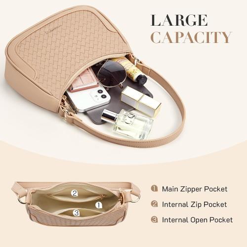 Missnine Shoulder Bag for Women Small Purse Trendy Clutch Hobo Bag Vegan Leather Mini Handbag with Zipper Closure