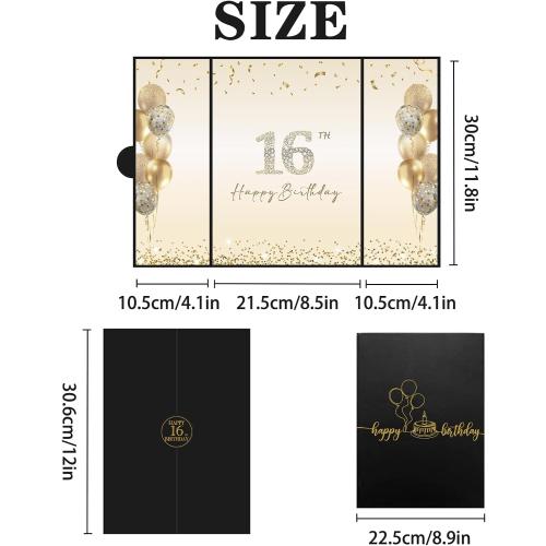 DARUNAXY Black Gold Happy 16th Birthday Alternative Signature Guest Book