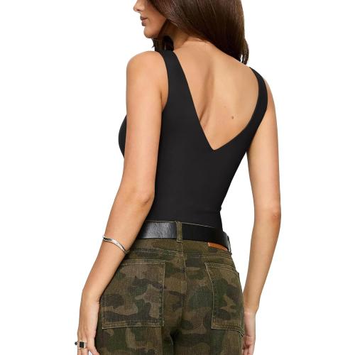 Size medium REORIA Butsmooth® Women’s Trendy Sexy Plunge Deep V Neck Sleeveless V Backless Going Out Tank Bodysuits Tops