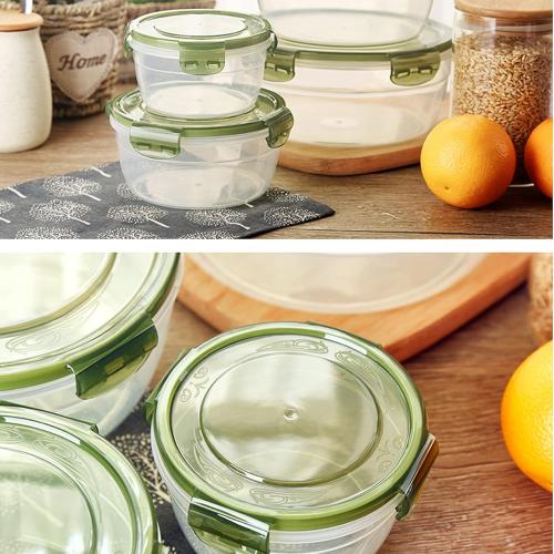 Food Storage containers Set,Round Lunch Boxes,Kitchen Plastic Airtight Stackable Food containers with lids, 4 Pieces, Suitable for Dishwasher,Freezer,Microwave,Transparent