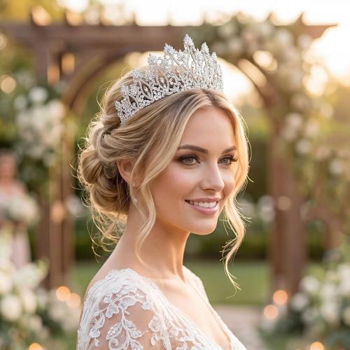 QXMYOO Luxury Wedding Tiaras for Bride Cubic Zirconia Big Tall Crown Quinceanera Crystal Headband for Women CZ Pageant Birthday Prom Party Headpiece Bridal Hair Accessories Silver