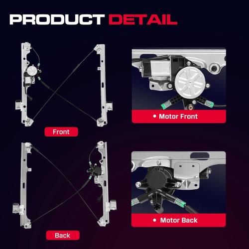 Front Passenger Side Power Window Regulator with Motor (2 Pins) Fit for 2001-2006 Chevrolet Silverado 1500 3500, Avalanche Suburban GMC Sierra 1500 2500 3500 Yukon XL Cadillac Escalade, 741-645
