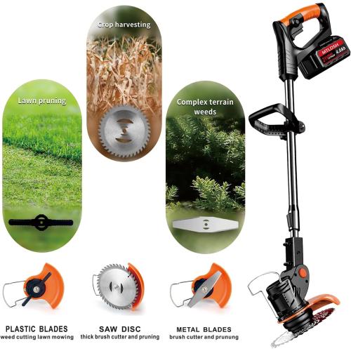 Electric Weed Wacker Cordless Weed Trimmer,Battery Powered with ，2*21V 4.0Ah Electric Weed Eater Brush Cutter with 3 Types Blades, Adjustable Cutting Angle &Height Edger Lawn Tool for Garden and Yard