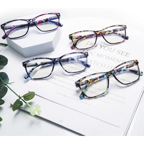 Progressive Multifocus Reading Glasses for Women, Pattern Print Blue Light Block Stylish Ladies Computer Readers
