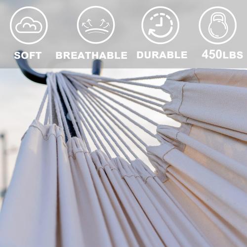 Lazy Daze Hammocks Double Hammock with 9ft Space-Saving Steel Stand Includes Portable Carrying Case, 450 Pounds Capacity (Natural)