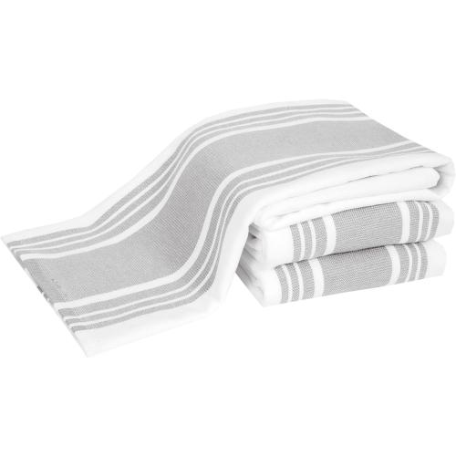 All-Clad Dual-Purpose Kitchen Towels: Highly Absorbent - 100% Cotton, 17x30 Dish Towels for Cleaning & Drying Dishes & Glassware, 6-Pack, Titanium