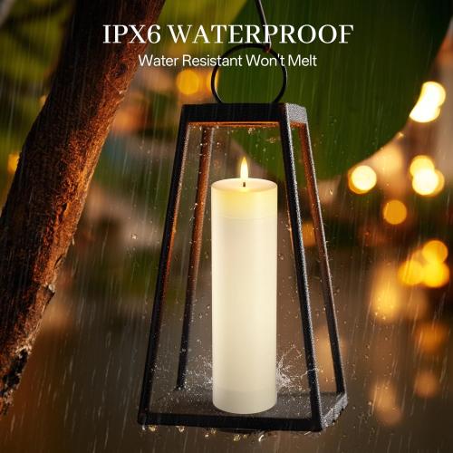 14 x 4 Large Flameless Candles with Remote & Timer, Waterproof Outdoor Battery Operated Candles LED Electric Flickering Flameless Pillar Candle for Patio Porch Lanterns Home Decor Easter, 2 Pack