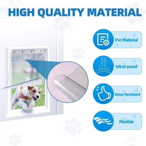 2 Pack XL Replacement Dog Door Flaps with 78 Inch Long Sealing Strip, Weather Resistant Doggie Door Replacement Flap Compatible with 9.88 x 18 Extra Large Dog Door