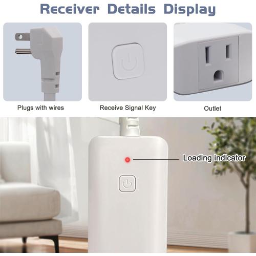 DIGITEN Wireless Thermostat Outlet Temperature Controlled Outlet with Power Cord for Heating and Cooling, Remote Control Plug in Thermostat 1800w for Space Heater, Fan, AC