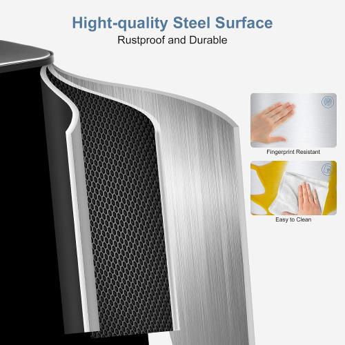DUMOS 2 x 10.5 Gallon Kitchen Trash Can with Lid, Stainless Steel Garbage Can with Soft-Close Lid & Removable Inner Buckets, Dual Compartment Step-on Waste Bins for Kitchen, Home Office