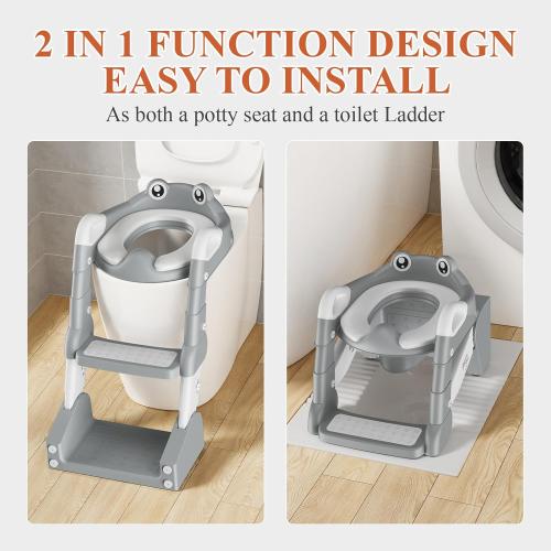 Color Grey Potty Training Seat, Toddler Toilet Seat for Little Boys Girls, Potty Training Toilet with Urinals, Toddler Step Stool Ladder and Splash Guard (Gray)