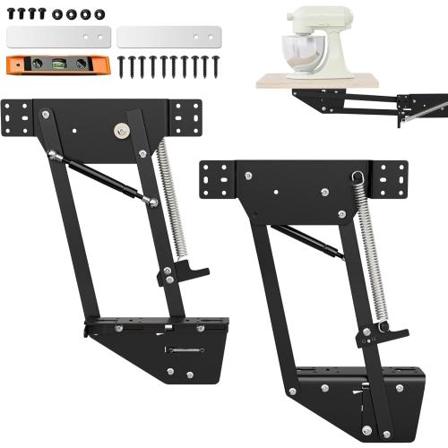 Black 23x12 Mixer Lift for Cabinet, Appliance Lift for Cabinet with Soft-Close Spring-Loaded Locking Mechanism and Mounting Base, Shelf Not Included, Lift Assist for Mixers, Blenders, and More