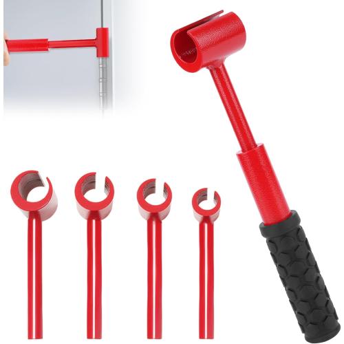 ASIEIT 4 in 1 Door Hinge Adjustment Tool, Multi-Size Hinge Gap Adjustment Wrench Tool Set for Round Bolt Standard Gauge 0.53-0.97 Inch, Stainless Steel Hinge Wrench with Rubber Handle for Repair