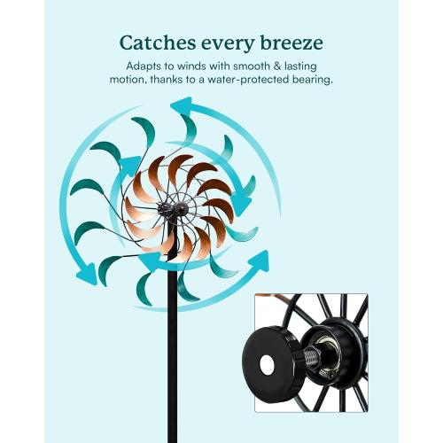 Wind Spinners Outdoor - Metal Windmill for Yard, Garden Spinners with Stake, Yard Art, Ideal Lovely Gift for Family Friends(13'' W x 54'' H)