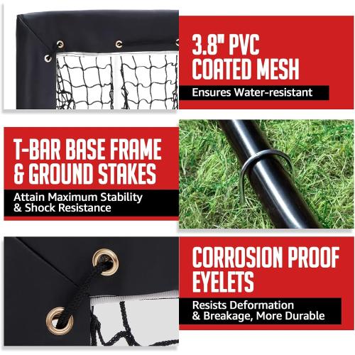 ZEALFEEL 9 Hole Baseball Pitching Net with Strike Zone & Carry Bag | 5 Height Adjustable, Durable Tear-resistant Netting, Lightweight & Quick Setup, Baseball Softball Training for Teens & Adults