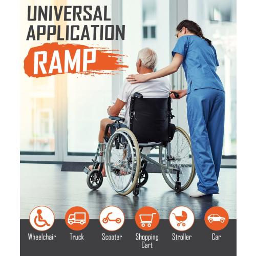 1'' Rise Rubber Threshold Ramp - 2204 LBS Capacity, Non-Slip, Cuttable & Adjustable - Handicap Ramp for Wheelchair Scooter Stroller - Driveway Curb Ramps for Doorways 1 Rise (39.3x3.2)