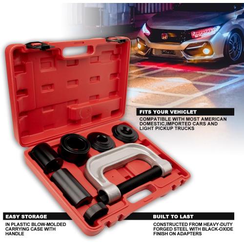 Heavy Duty Ball Joint Press Tool Kit U Joint Remover&Install Set with 4-wheel Drive Adapters for Most 2WD and 4WD Cars and Light Trucks