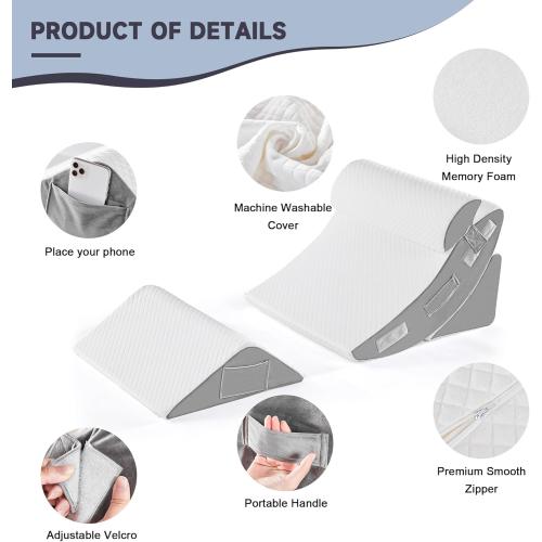Yojoker 4PCS Orthopedic Bed Wedge Pillow Set for Sleeping, Post Surgery Foam Pillow for Body, Back and Leg Pain Relief, Triangle Adjustable Support Pillow - Acid Reflux, Anti Snoring & GERD Sleeping