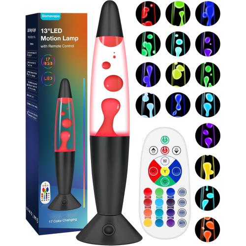 Black Liquid Motion Lamps 17 Colors Changing with Remote, 13.5 Inch LED Night Light for Kids Adults, Mood Lighting Small Table Lamp for Bedroom Nightstand Office Decor, Cool Birthday Christmas Gifts