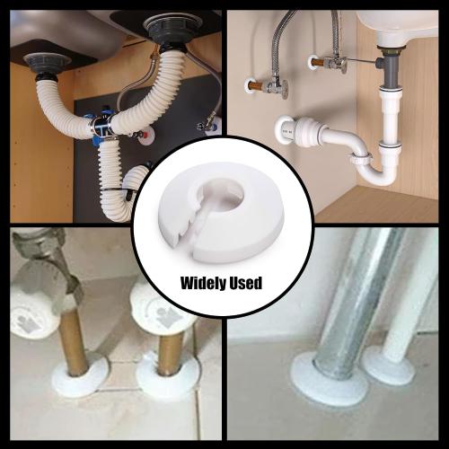8Pcs Fit 1/2 Inch Flange Water Pipe Cover Decoration 16mm(5/8) Plastic PP escutcheon plate 1/2 inch Cover for Wall Pipe Tube Decoration (white)