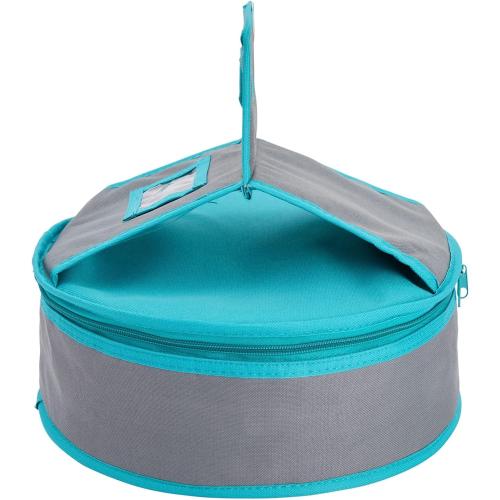 Insulated Round Thermal Casserole Food Carrier for Lunch, Lasagna, Potluck, Picnics, Vacations - Teal and Grey