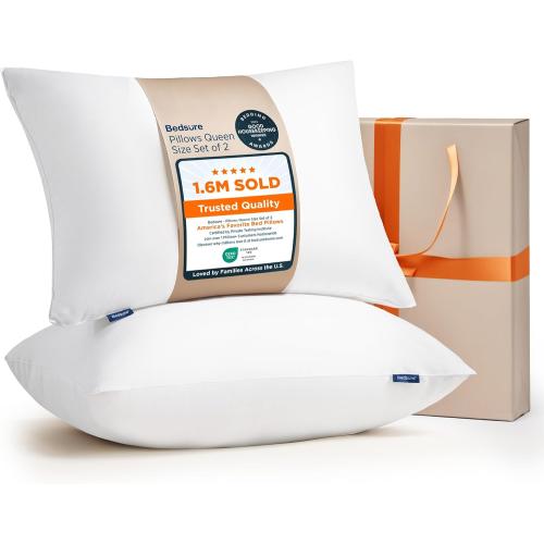 Bedsure Pillows Queen Size Set of 2 - Soft Bed Pillows for Sleeping 2 Pack, Fluffy and Supportive, Hotel Quality, Original Down Alternative Filling for Side, Back Sleepers