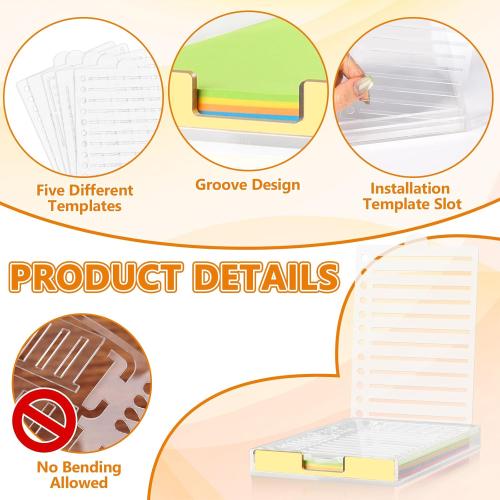 4 x 6 Sticky Notes Holder with 5 Different Stencil & 100 Sheet Post It Notes Clear Acrylic Self-Stick Sticky Note Dispenser Post It Note Holder Memo Organizer for Classroom Office Desk Organizer
