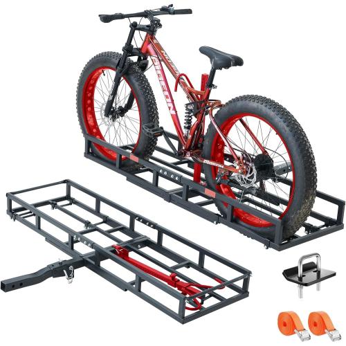 Hitch-Mount Bike Rack for Ebike Heavy-Duty - Fits 2 Electric/Fat-Tire, Fits 2 Receiver for Car SUV Truck RV Minivan (Black Red)