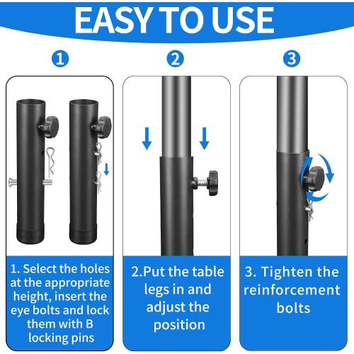 VinBee Folding Table Risers,Folding Table Leg Extenders,2-Levels Height Adjustable Risers for DIY & Office,Dining,Standing Desk 4 Pack (7.7 inch)-Legs for Furniture