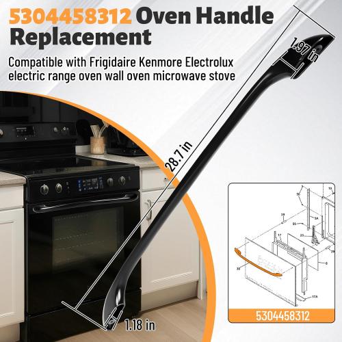 5304458312 Oven Door Handle Replacement Compatible with Frigidaire Kenmore Electrolux Electric Range Microwave Stove AP3965016 PS1533002 Include 2 Screws 316433300