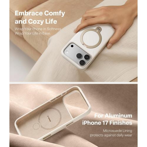 TORRAS Q3 Silicone for iPhone 17 Pro Max Case Magnetic Stand Ivory Gold