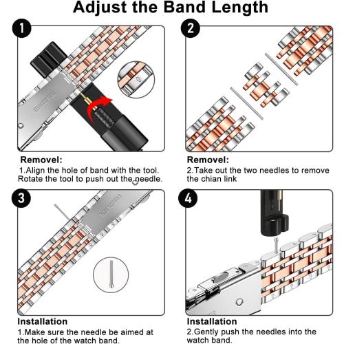 MioHHR Slim Metal Band Compatible with Apple Watch Band 42mm(Series 11 10) 41mm(Series 9 8 7) 40mm(Series 6 5 4 SE3/2/1) 38mm(Series 3 2 1),Stainless Steel iWatch Bands for Women,Silver/Rose Gold