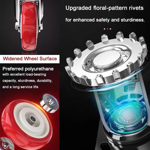 4 inch Casters Load 2400lbs -Includes 2 Sets of Adaptive Screws -Lockable Bearing Plate Heavy Duty Caster with Brakes, 360-degree Swivel for Furniture and Workbench Cart, Set of 4