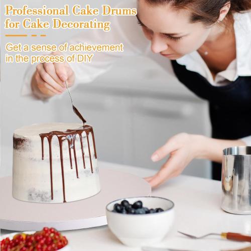 12 PCS Cake Drums 10 Inch, 10inch Drum, Cake Boards 10 Inch Round, 1/2 Thick Cardboard, Sturdy Circle, Base para Pastel Cardboard Base White Cake Boards for Wedding